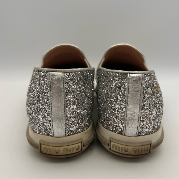 MIU MIU Glitter Slip-On Sneakers Steel Toe Pointed Size 35 Look At Photos - Picture 6 of 16